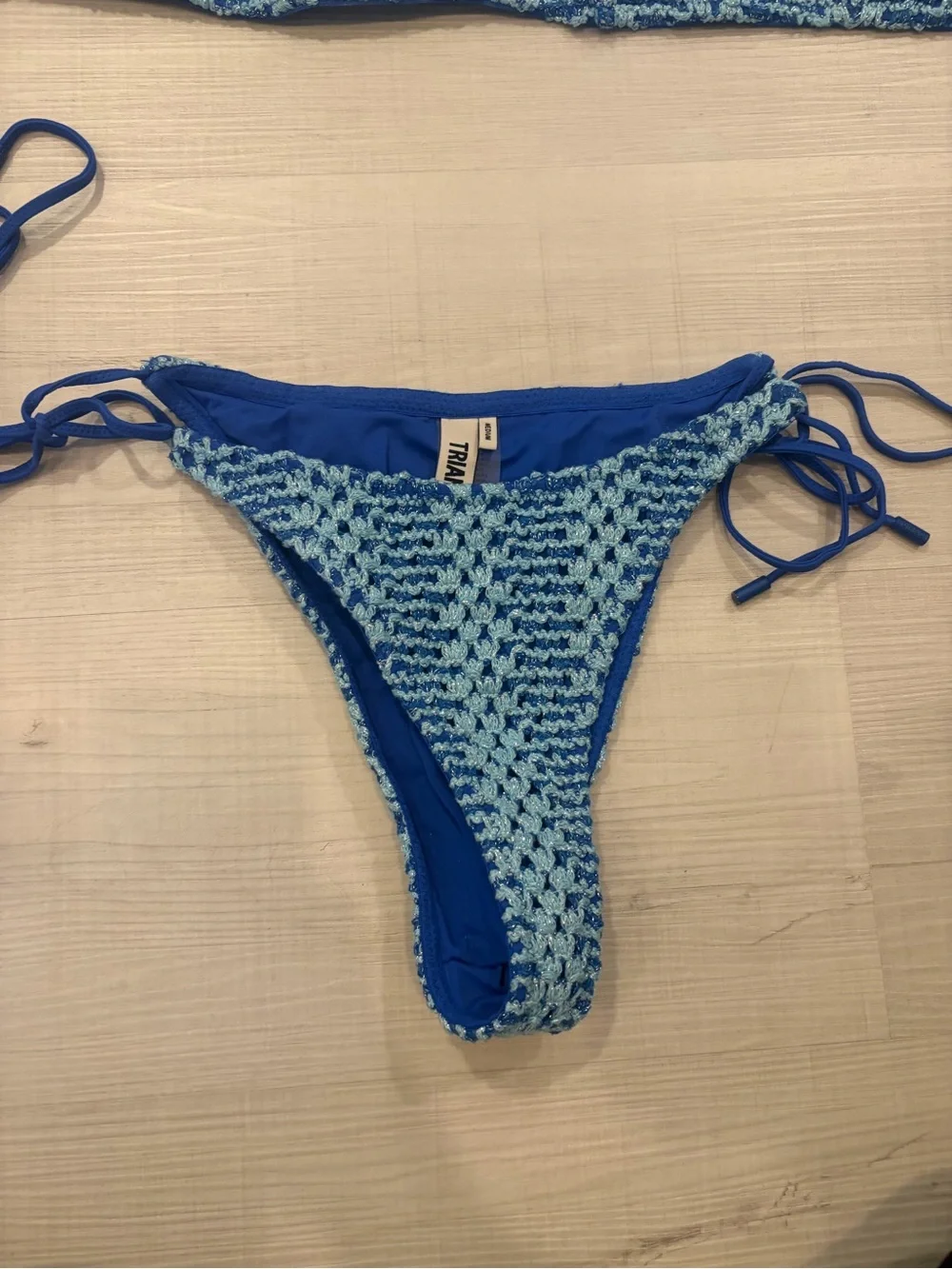 triangl swimwear Blue Crochet Tie-Side Bikini Set with Matching Pouch
